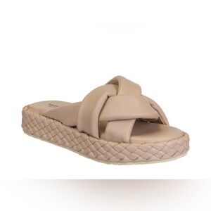 Naked Feet Cream Woven Slide Sandals